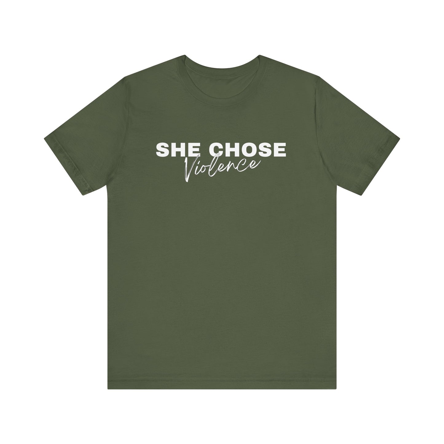 She Chose Violence with Mark 11:12 on the back