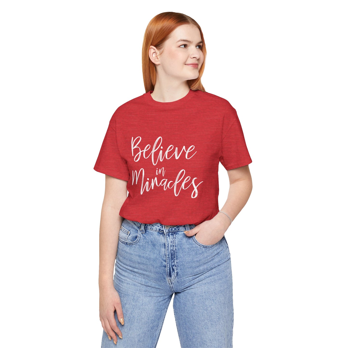 Believe in Miracles with Luke 1:45 on the back