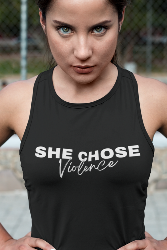 She Chose Violence Racerback Tank with Matthew 11:12